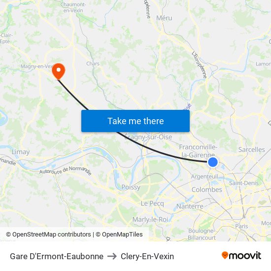 Gare D'Ermont-Eaubonne to Clery-En-Vexin map