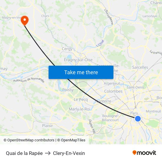 Quai de la Rapée to Clery-En-Vexin map