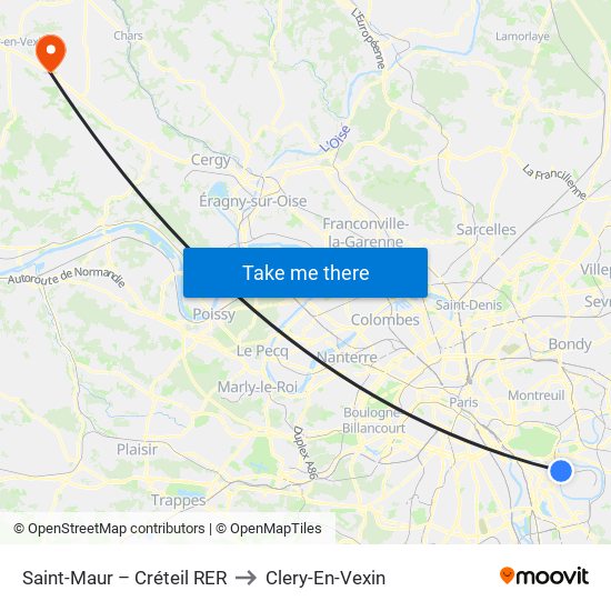 Saint-Maur – Créteil RER to Clery-En-Vexin map