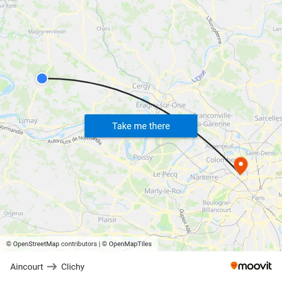 Aincourt to Clichy map