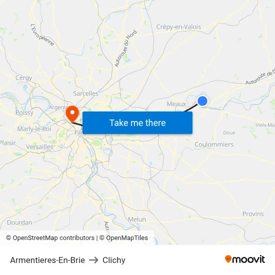 Armentieres-En-Brie to Clichy map