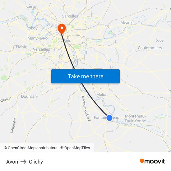 Avon to Clichy map