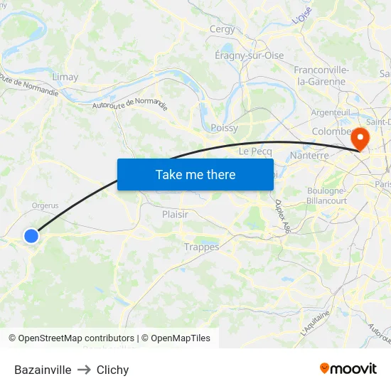 Bazainville to Clichy map