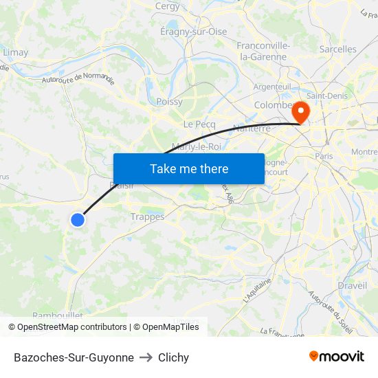 Bazoches-Sur-Guyonne to Clichy map
