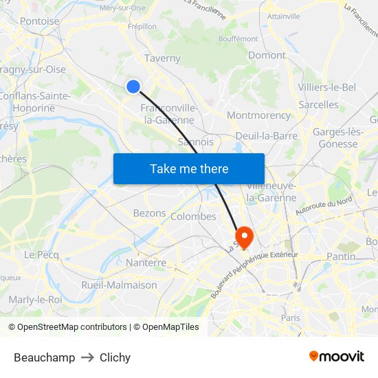 Beauchamp to Clichy map