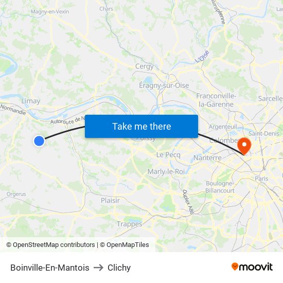 Boinville-En-Mantois to Clichy map