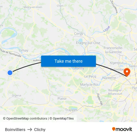Boinvilliers to Clichy map