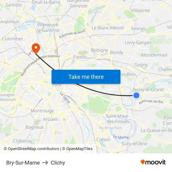 Bry-Sur-Marne to Clichy map