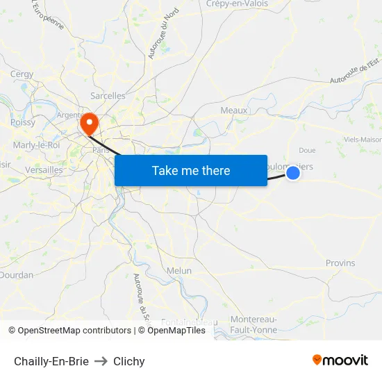 Chailly-En-Brie to Clichy map