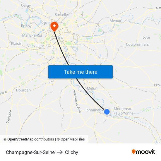 Champagne-Sur-Seine to Clichy map