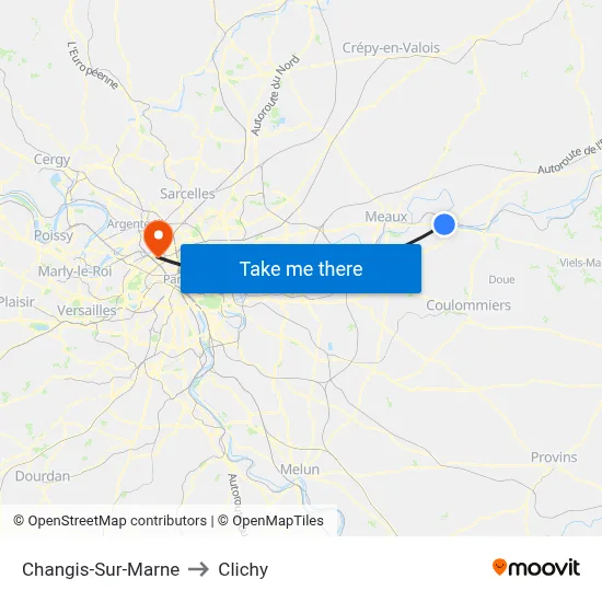 Changis-Sur-Marne to Clichy map