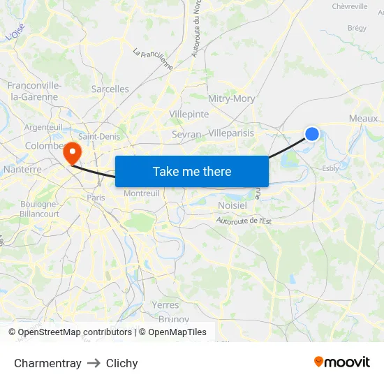 Charmentray to Clichy map