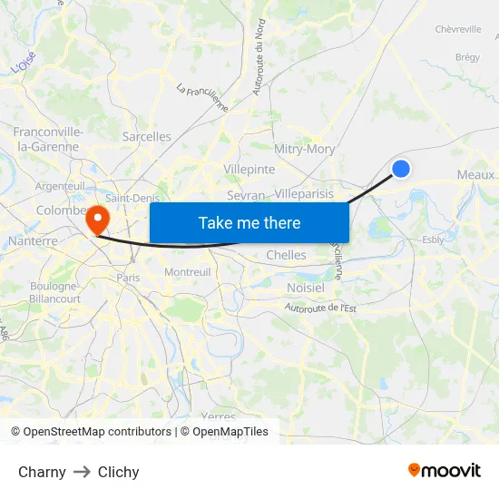 Charny to Clichy map