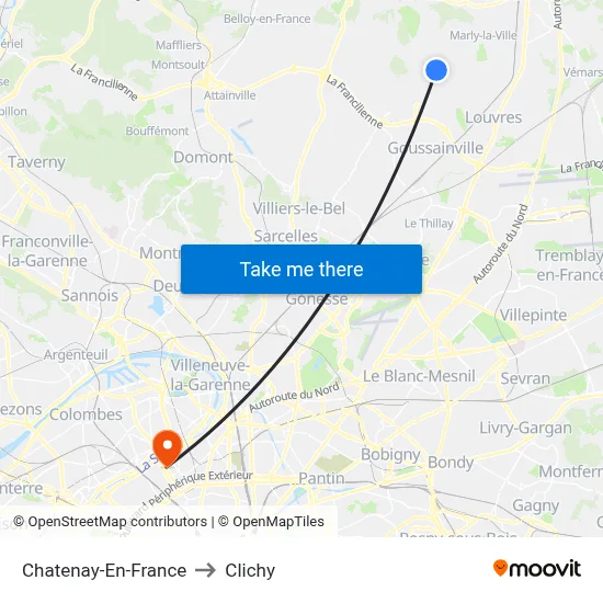 Chatenay-En-France to Clichy map