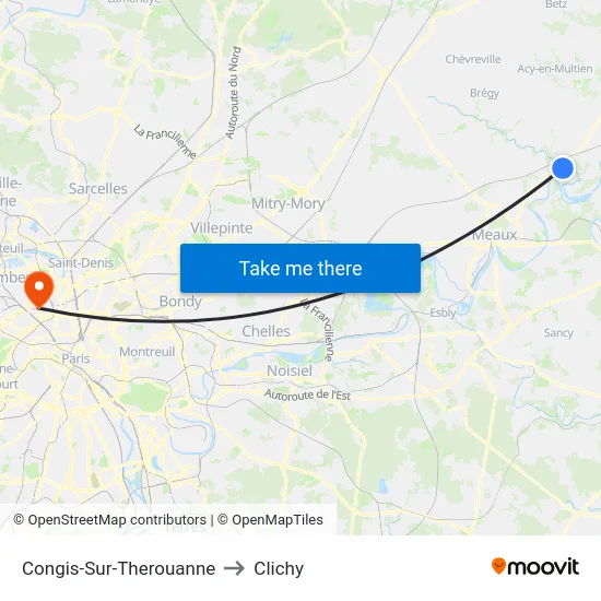 Congis-Sur-Therouanne to Clichy map