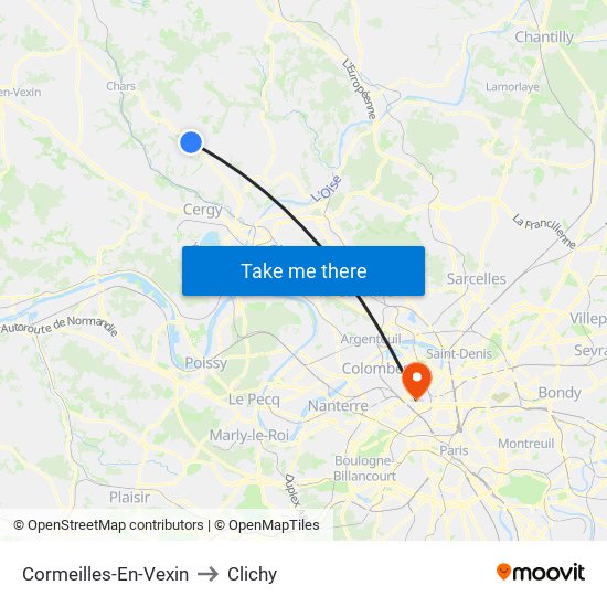 Cormeilles-En-Vexin to Clichy map
