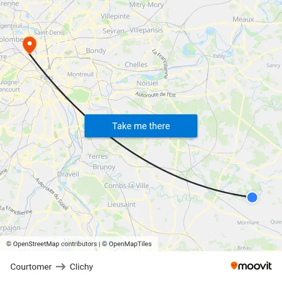 Courtomer to Clichy map