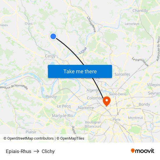 Epiais-Rhus to Clichy map