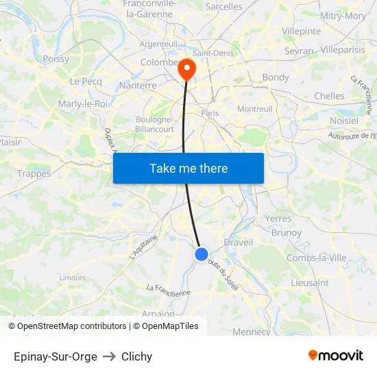 Epinay-Sur-Orge to Clichy map