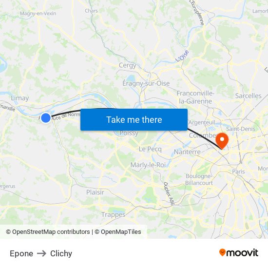 Epone to Clichy map