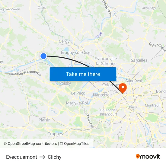 Evecquemont to Clichy map