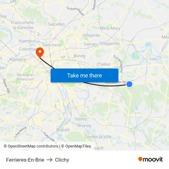 Ferrieres-En-Brie to Clichy map