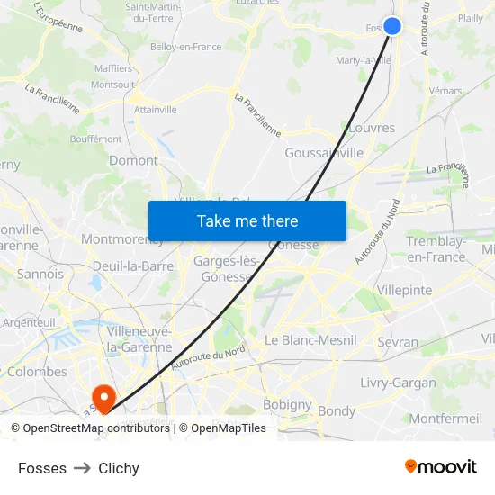 Fosses to Clichy map