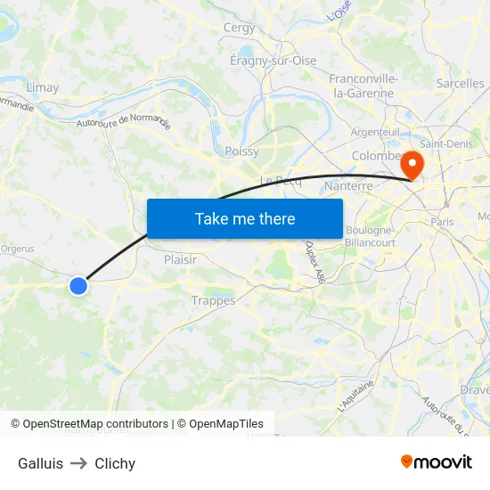 Galluis to Clichy map