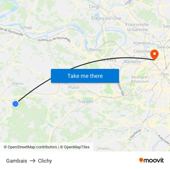 Gambais to Clichy map