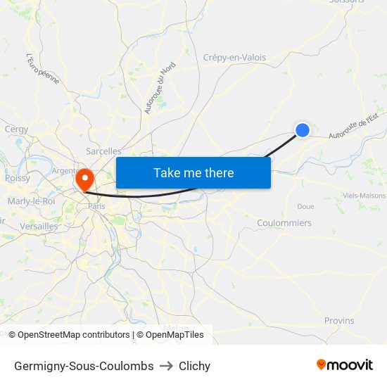 Germigny-Sous-Coulombs to Clichy map