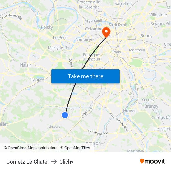 Gometz-Le-Chatel to Clichy map