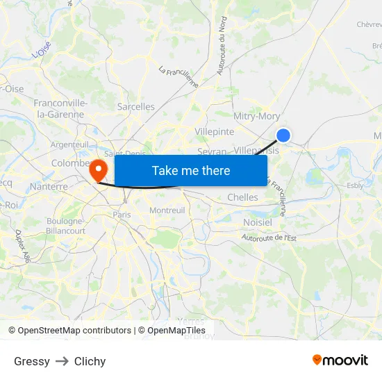 Gressy to Clichy map