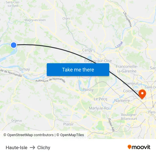 Haute-Isle to Clichy map