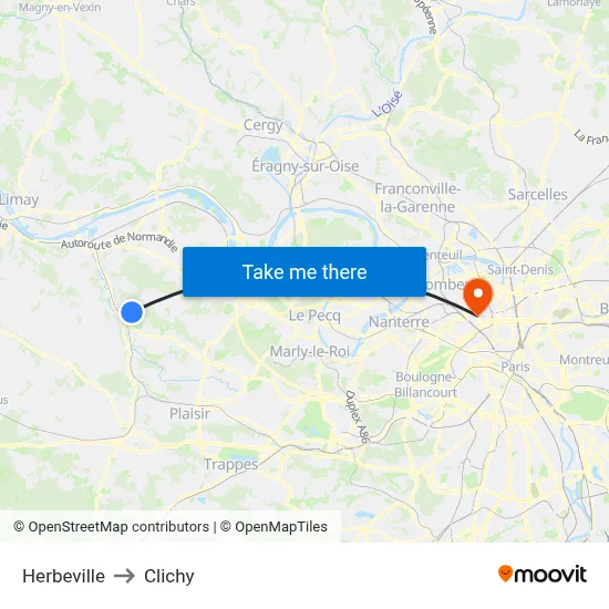 Herbeville to Clichy map