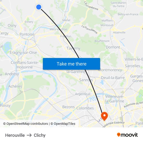 Herouville to Clichy map