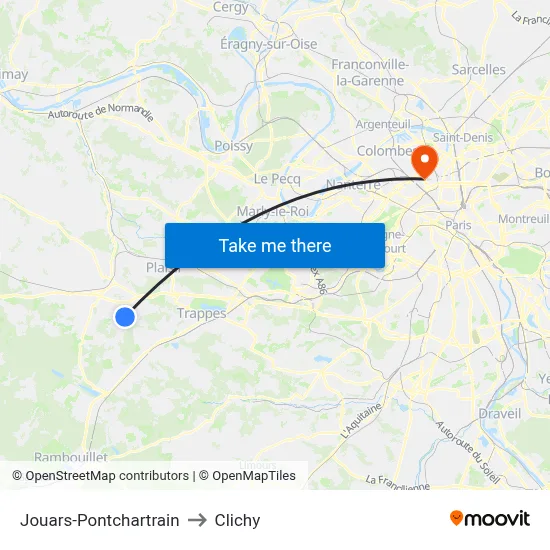 Jouars-Pontchartrain to Clichy map