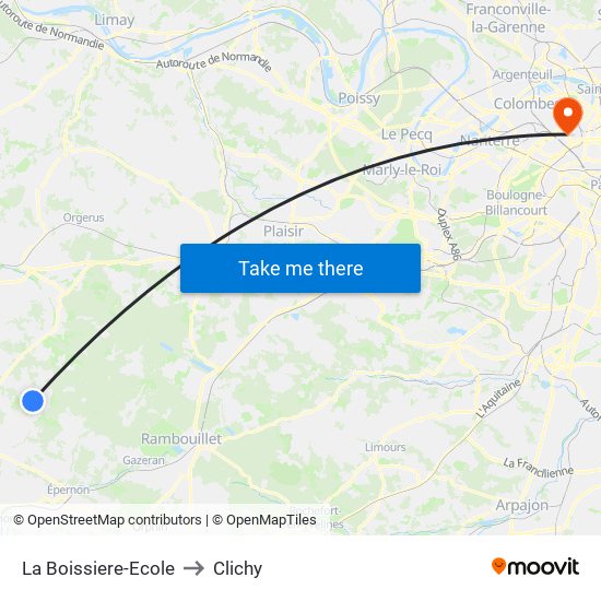 La Boissiere-Ecole to Clichy map