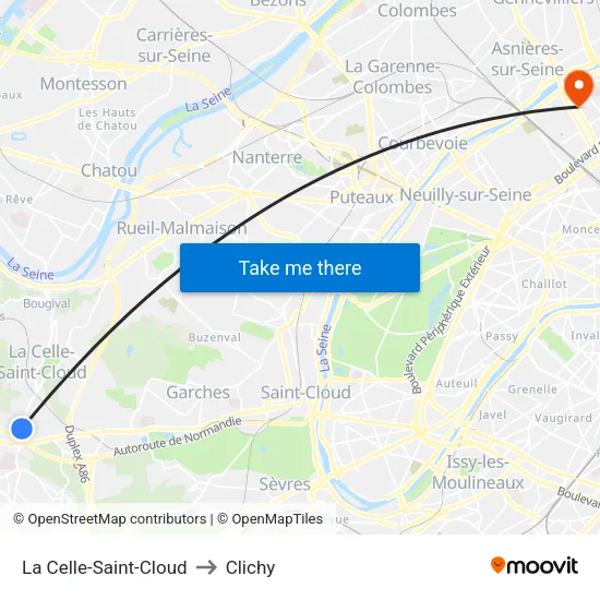 La Celle-Saint-Cloud to Clichy map