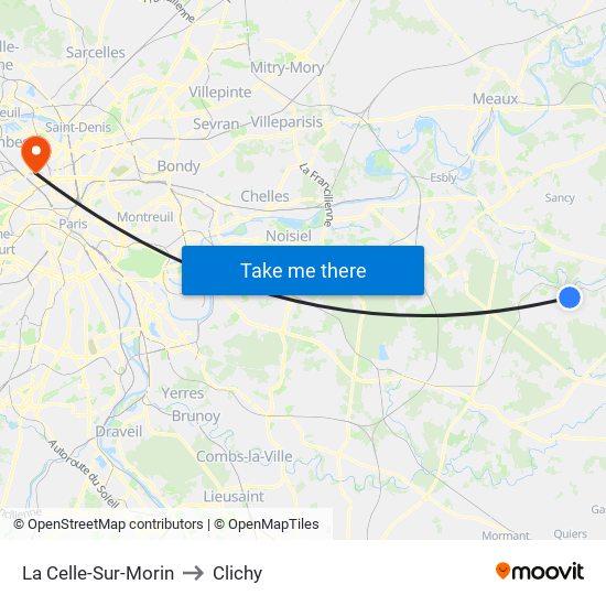 La Celle-Sur-Morin to Clichy map