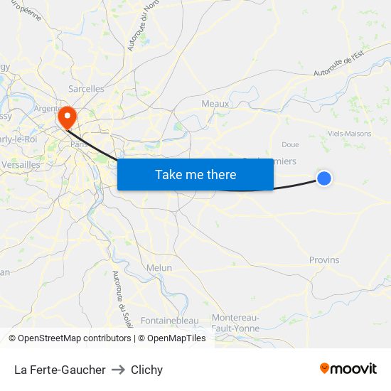 La Ferte-Gaucher to Clichy map