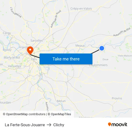 La Ferte-Sous-Jouarre to Clichy map