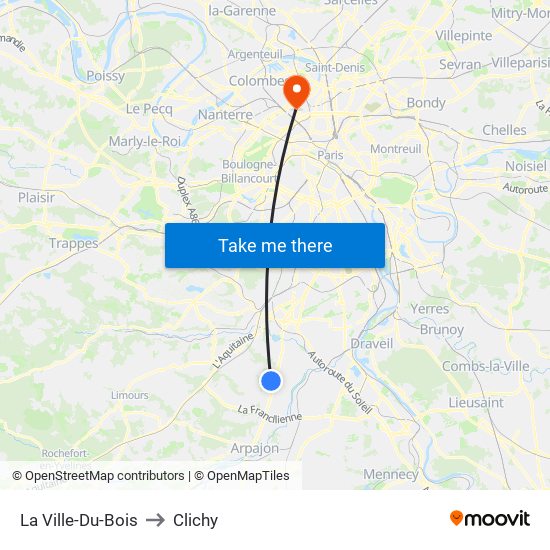 La Ville-Du-Bois to Clichy map