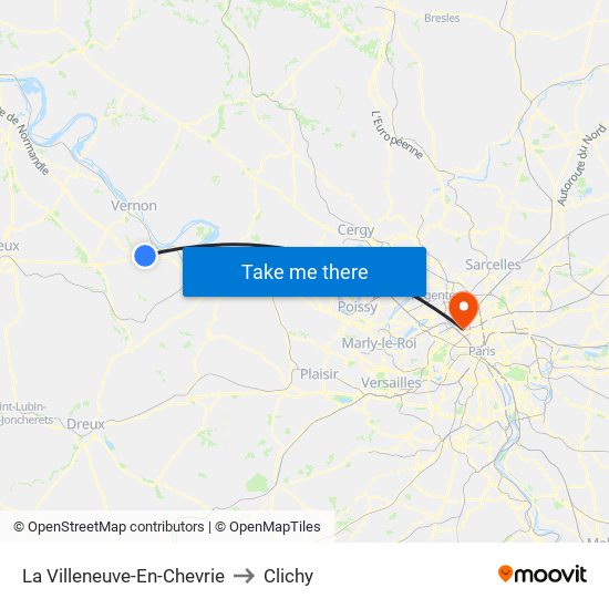La Villeneuve-En-Chevrie to Clichy map