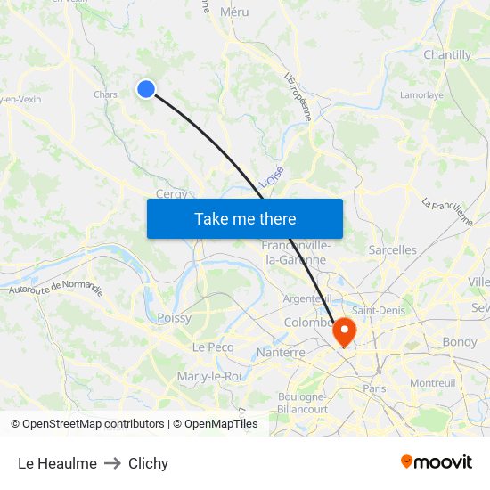 Le Heaulme to Clichy map
