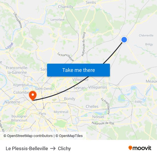 Le Plessis-Belleville to Clichy map