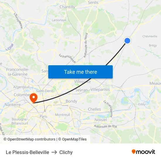 Le Plessis-Belleville to Clichy map