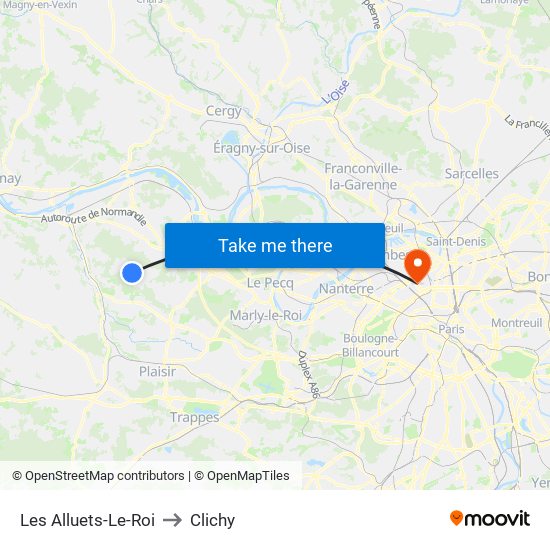 Les Alluets-Le-Roi to Clichy map