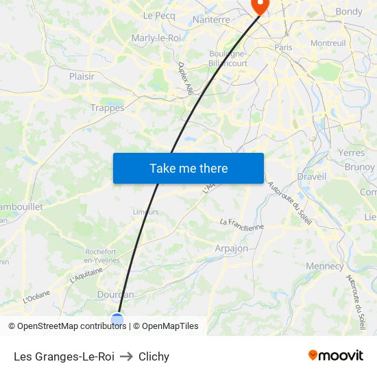 Les Granges-Le-Roi to Clichy map