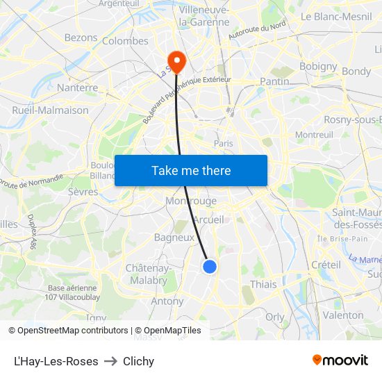 L'Hay-Les-Roses to Clichy map