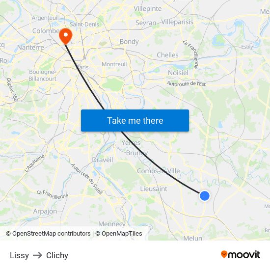 Lissy to Clichy map